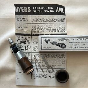 Leather Sewing Awl Kit - Myers With tools, original box and directions. Vintage